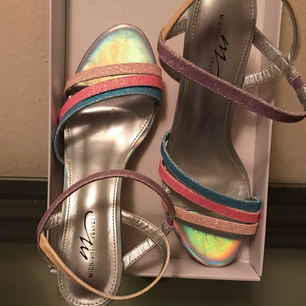 Beautiful colorful sparkle open toes  sandal heels
